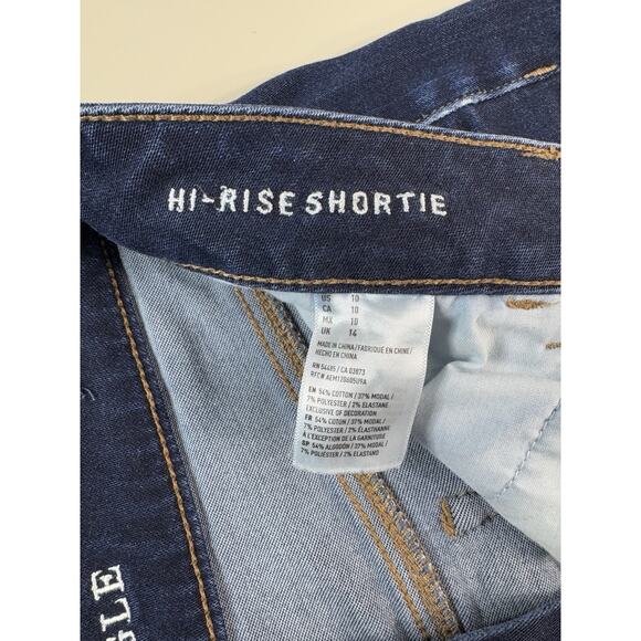 American Eagle Womens Hi-Rise Shortie Jean Shorts 10 Cutoff Preppy Beachy Boho - Picture 7 of 12